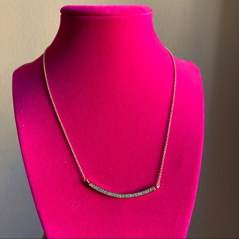 SOLD Banana Repiblic Gold Tone Pave Bar Necklace
